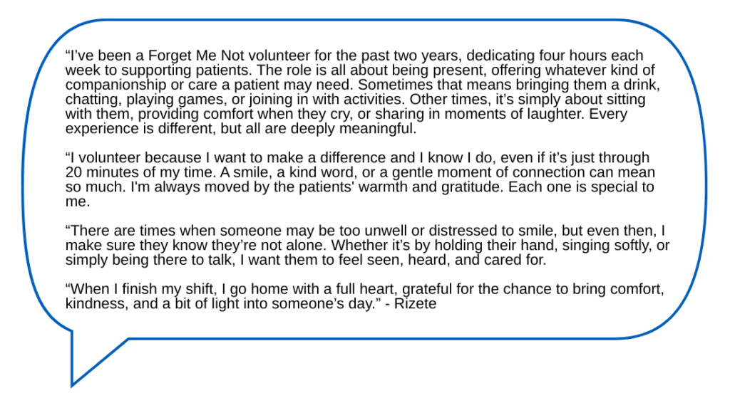 Forget Me Not volunteer quote from Rizete