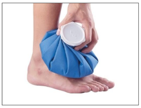 Image of using ice compression on ankle sprain