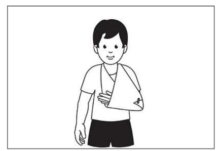 Drawing of child with their arm in a sling.