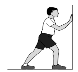 image of person Stretching exercises such as calf 
stretch.