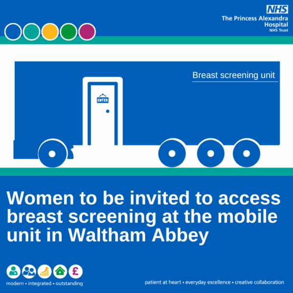 Women to be invited to access breast screening at the mobile unit in Waltham Abbey
