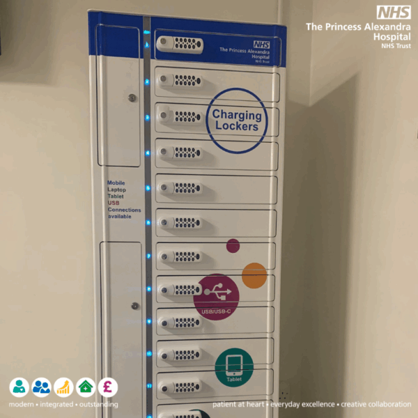 Free charging lockers for mobile devices introduced at local hospital