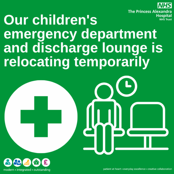 A graphic for the children's emergency department and discharge lounge relocation.