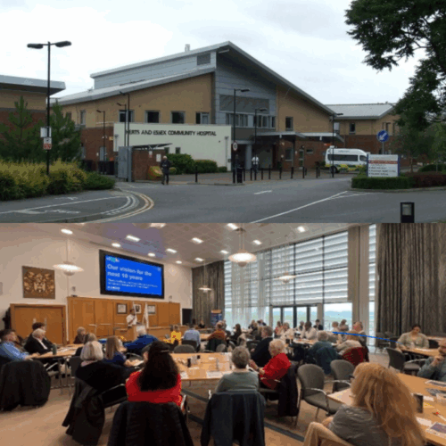 Herts and Essex Hospital and previous community event.