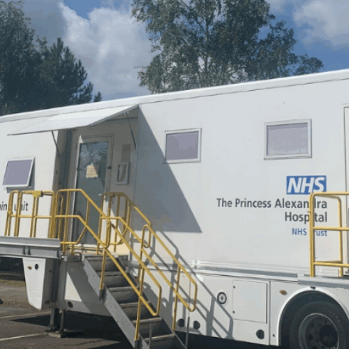 Mobile breast screening unit.