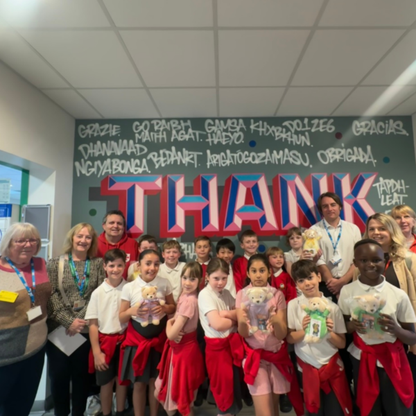 Group photo of the pupils on their visit to The Princess Alexandra Hospital